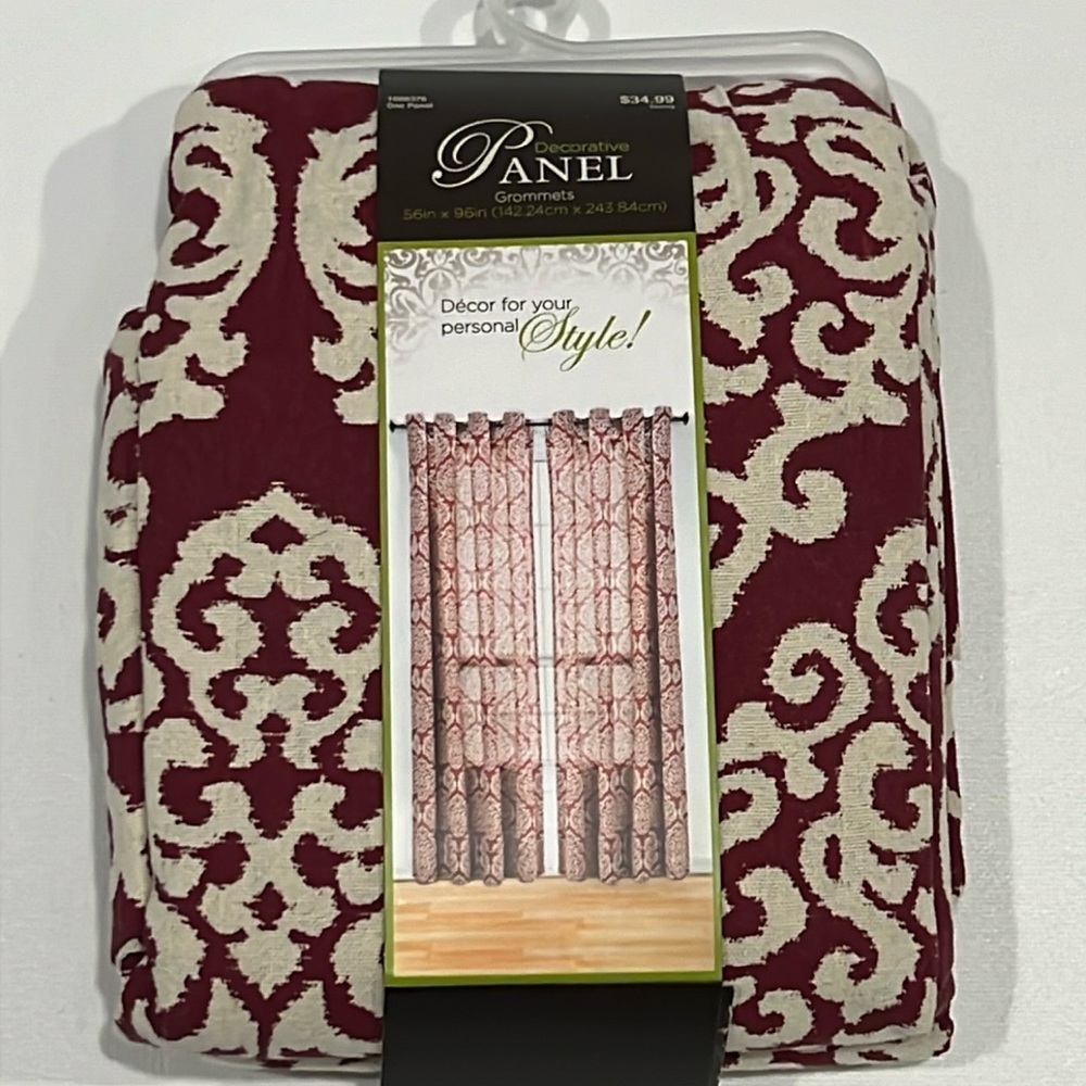 Hobby Lobby Curtain Panels - Burgundy and Cream - 56 x 96 w/ Grommets - NEW